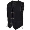 Gilet da uomo Gilet da uomo Giacca Steampunk da uomo marrone oversize Hop Hip Motociclista retrò in pelle nera medievale