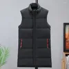 Men's Vests Autumn Winter Men Long Black Vest Hooded 2023 Brand Fashion Thick Warm Cotton Padded Sleeveless Jacket Clothes