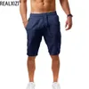 Pantalones cortos para hombres Hombres Pantalones cortos de cinco puntos Hiphop Algodón transpirable Lino Deportes Cortos Color sólido Pantalones simples de cinco puntos Verano Pantalones cortos casuales delgados 230721