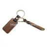 Porte-clés Diy Porte-clés Designer En Bois Pour Hommes Femmes Artisanat Carré Rond Copeaux De Bois Pu Porte-clés En Cuir En Gros Drop Delivery Jewel Dha9C