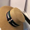 Kapelusz wielokolorowy Stripe Flat Top Hat Summer Fashion Korean Travel odporna na słońce anty-DDOS Big Brim Straw Hat Women