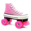 Inline Roller Skates Factory Direct Sales 3 Colors Double-Row Canvas Roller Skates Flash 4 Wheels Shoes PatinesOutdoor Training Sneakers HKD230720