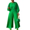 Vêtements ethniques vêtements africains femmes 2 pièces ensemble manches chauve-souris hauts pantalons à jambes larges costume mode solide élégant bureau dame tenues