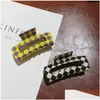 Hair Clips Barrettes Large Shark Rectangar Claw For Women No-Slip Grip Lattice Design Jaw Clamp Aesthetics Plaid Checker Claws Drop Delive