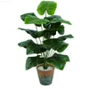 Oggetti decorativi Figurine 18 teste Alberi tropicali artificiali Finto Ficus Lyrata 27 pollici Finta pianta Monstera per la decorazione domestica di interni ed esterni L230724