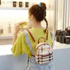 School Bags Fashion Plaid Mini Backpack Women's Schoolbag 2021 Female Rucksacks Small Book Bag Classic Back Shoulder Mochila Zipper PU Solid Style Z230802