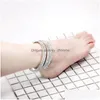 Bracelets de Cheville Ruban Or Strass Élastique Pour Les Femmes Bracelets De Cheville Sur La Jambe Bracelet Couches Cheville Pied Bijoux Drop Delivery Dh5Lj