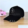 Ball Caps Creative Street Rining Pierścień Baseball Cap Punk Hip Hop Cotton Adt Casual Solid Regulated Uni Snapback Dowód Fashio Dhxav