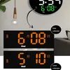 Väggklockor 10 tum digital LED -klockkalender med larm temperatur och fuktighet hygrometer. Hem vardagsrumsdekoration