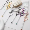 Stock Metal Bar Beadable Porte-clés Crochets Filles Élégantes Cadeau Iridescent Keyring Beadable Keychain pour la Fabrication de Bijoux DIY Artisanat LL LL