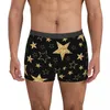 Underpants Men's Underwear Golden Stars Black Background Men Boxer Shorts Elastic Male Panties