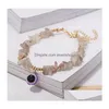 Pulseras de encanto Evil Ojal Irregar Natural Gravel Stones Devils Bracelet Brazalete para niñas Regalo Gold Gold Lobster Ajustable Broche Dhz1q