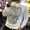 2020 Outono Novo Pulôver Masculino de Algodão Malha Suéter Crânio Impresso Rua Hip Hop Streetwear Bonito Designer de Moda Hoodies o Neck