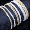 Pulseiras de zircônia cúbica da moda para tênis, bracelete de ouro prateado, pingente de cor, pulseira para mulheres, festa de casamento nupcial, joias, entrega direta Dhfwd