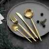 24pcs Black Dinnerware Set Stainless Steel Cutlery Set Fork Knife Spoon Tableware Flatware Set Festival Kitchen Dinnerware Gift L230704