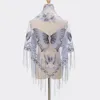 Scarves Sexy Hollow Tassel Triangular Lace Scarf Butterfly Printed Wedding Cloak Cape Women Summer Long Sun Beach Towel Sunscreen Shawl