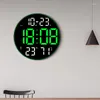 Wall Clocks 12 Inch Large Digital Clock Remote Control Temperature Humidity Date Time Week Display Dual Alarms Electronic LED