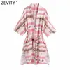 Trench da donna ZEVITY 2021 Donna Vintage Color Matching Tie Dye Stampa Split Cardigan Coat Donna Bow Sashes Kimono Chic Summer Top CT721 L230724