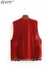 Giacche da donna Zevity Women Vintage paillettes fiore ricamo gilet giacca da donna retrò stile nazionale patchwork casual velluto gilet CT154 L230724
