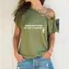 レディースTシャツヒューストン私たちは問題を抱えていますプリント女性ゆるい不規則なTシャツの夏の恋人ギフトセクシーなスキューネッククロスバンデージトップ230724