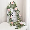 Dekorativa blommor Hem Simulering Vine Fake Rose Rattan El Shopping Mall Decoration Artificial Flower Pink Tea Roses Vines