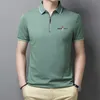 Herrpolos golfpolo skjortor för män sommar kort ärm blixtlås lapel toppar avslappnad smal trend god kvalitet tees hommes kläder 230724