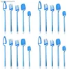 20pcs Blue Cutlery Zestaw Matowy zestaw deserowy Widelec 18/10 ze sobą ze stali ze stali nierdzewnej Kiten Knife Fork Spoun Stale L230704