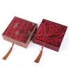 Jewelry Boxes Vintage Chinese High-Grade Ring Box Retro Red Linen Calligraphy Pendant Bracelet Tassel Necklace Cases Drop Delivery P Dhdgm