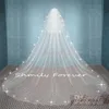 New Amazing TOP Crystal Stunning White Ivory Wedding Veil 2 Tier Cathedral Bridal Veils Bride Long Veil With Comb Hi275t