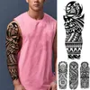 Manga de braço grande à prova d'água adesivo de tatuagem temporária Maori Mayan Tribal Totem Flash Tatto Mulheres Homens Preto Arte Corporal Tatuagens Falsas