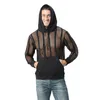 Hommes Hoodies Hommes Sexy Résille Voir À Travers Chemise Blouses À Manches Longues À Capuche Pull Débardeur Muscle Mesh T-Shirt Tops Clubwear