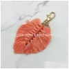 Sleutelhangers Bohemian Beach Style Feestartikelen Handgeweven Leaf Fringe Sleutelhanger Pendan Drop Delivery Sieraden Dhmx0