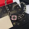 High Quality Brass Material Chokers Necklaces Fashion Desigenr Brand Letter Steel Seal Necklace Square Leather Chain Sweater Chain Couple Birthday Gift Jewelry