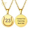 Pendant Necklaces U7 Baseball Necklace Laser Engraving Customization of Any Quantity Stainless Steel Cool Sports Jewelry Personalized Gift for Athletes 230724