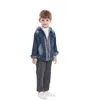 Jackets Boys Fake Two-piece Hooded Denim Jacket Autumn And Winter Children's Outerwear