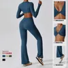 Conjuntos ativos de manga comprida sexy feminino combinando conjunto de ioga para mulheres 2 peças agasalho de treino de fitness com fundo de sino esporte cropped top