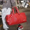 Duffel Bags Men's Leather Travel Bag Foldable Portable Shoes Shoulder Luggage Large Capacity Tote Women Duffle Handbag XA160ZC