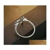 Anéis de banda de cristal de zircão cúbico anel de borboleta para mulheres joias banhadas a platina aberto dedo ajustável Giris presente entrega direta Dhxzt