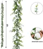 Decoratieve Bloemen 2 Pack 6ft/Stuk Kunstmatige Eucalyptus Guirlande Blad Hangende Planten Met LED Lichtslingers Voor Achtergrond Bruiloft Boog Muur