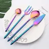 4st Rainbow 304 Rostfritt stål Western Flatware Cutlery Set Aquaman Trident Fork Steak Knife Spoon Set Dinneware Tableware Set L230704