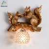 Wall Lamps Modern Carved Squirrels LED Lamp Bedroom Restaurant Study Bedside Resin Light Living Room Decoration Crystal