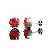 Dangle Earrings 2023 One Carat Round Diamond Red Corundum 7mmヨーロッパとアメリカのシンプルなファッション多目的なクロスボーダースタイル