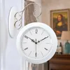 Väggklockor tyst klocka romerska nummer dubbelsidig estetisk siffra nordisk vintage retro kvarts vardagsrum horloge hem design