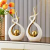 Decorative Figurines Modern Luxurious Living Room Home Decoration Accessories Abstract Ceramic Office Desk Souvenir Crafts Gift