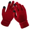 modèles d'explosion Gants d'écran tactile chauds antidérapants d'hiver Femmes Hommes Chaud laine artificielle Stretch Tricot Mitaines 2pcs une paire