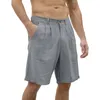 Shorts pour hommes Harajuku ligne été coton poche pantalon solide Stretch pantalon mâle bouton pantalon jambe large droite courte