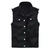 Heren Vesten 2023 Zwart Jean Vest Slim Fringe Denim Vest Mouwloze Tanktop