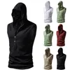 Men's Hoodies Cotton T Shirt Hooded Sleeveless T-Shirt For Male Tank Tops Fitness Hoody T-Shirts Solid Color Retro