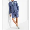 Męskie garnitury 2023 Najnowsze Wedding Kingsman Coat Blue Casual Men Suit z krótkim spodnim Slim Fit 2 -Place Tuxedo Niestandardowy zestaw mężczyzn męskich Terno Masculino