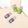 Korean Fashion Sweet Geometric Zircon Earrings Women Luxury Brand 3A Zircon s925 Silver Earrings Charm Female Colorful Gem High end Earrings Wedding Jewelry Gifts